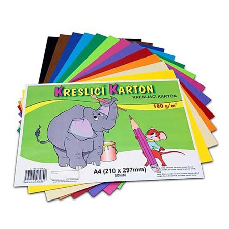 Karton kreslící A4 180g / 60 list. sada 12 barev