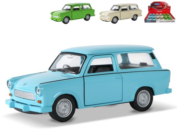 Welly Trabant 601 Universal 12cm kov zpětný chod 3barvy 12ks v DBX Welly Trabant 601 Universal 12cm kov zpětný chod 3barvy 12ks v DBX