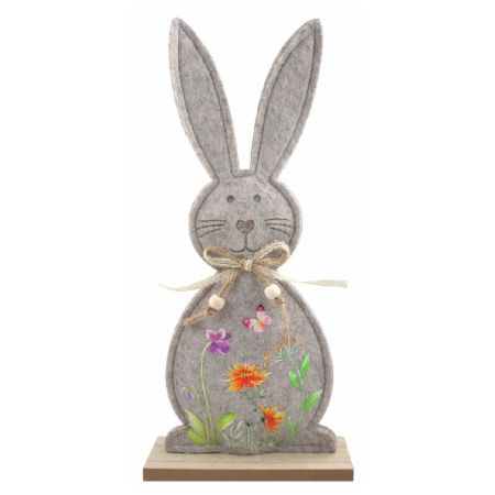 Zajíc s motivem louky z filcu 14 x 30 x 5 cm k postavení