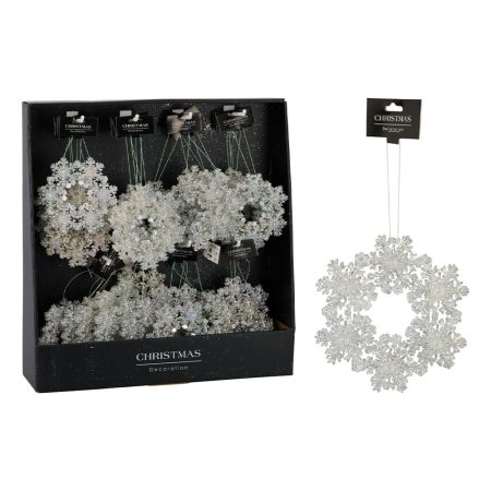 Závěsná dekorace - vánoční věnec 12 cm, stříbrná, mix /1ks