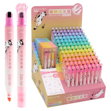 Zvýrazňovač oboustranný - s rotačním razítkem, stojan 108 ks +16x sada 3 ks, (156 ks)