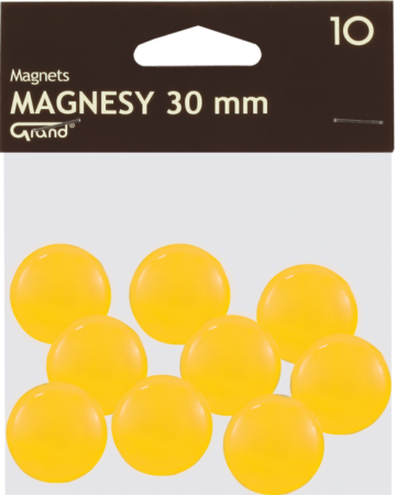 magnet v plastu kulatý 30mm 10ks žlutý 130-1698