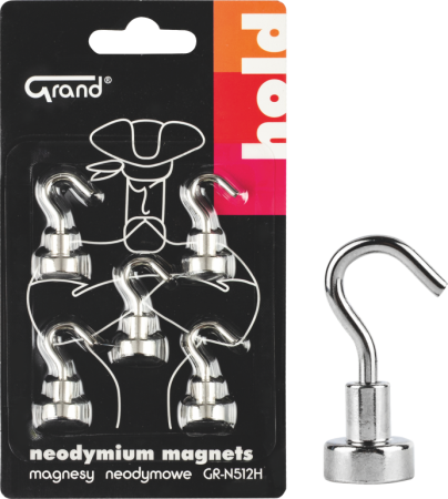 magnet neodymový 12mm s háčkem GR-N512H 5ks 130-1966