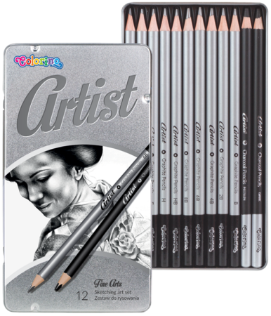 tužky grafitové umělecké Colorino Artist 12ks kovová krabička