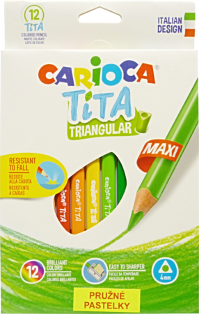 pastelky Carioca Tita trojhranné pružné 12ks Jumbo pastelky Carioca Tita trojhranné pružné 12ks Jumbo