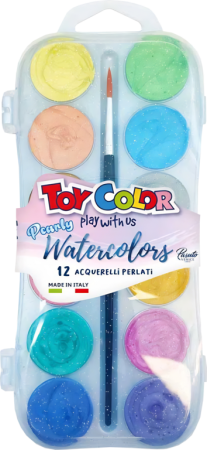 barvy vodové 30mm Toy Color perleťové 12ks