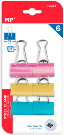 klip Binder barevný MP 32mm 6ks PA388 blistr