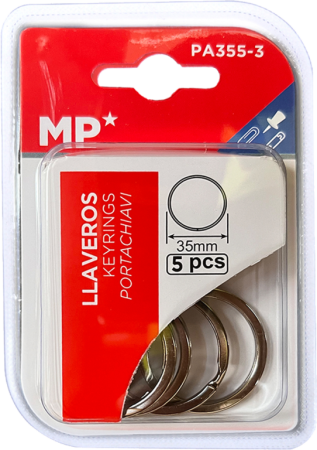 kroužek kov na klíče 5ks PA355-3 blistr