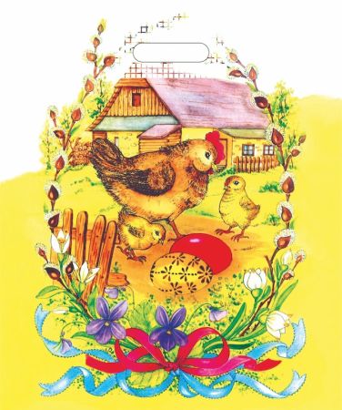 taška velikonoční 35 x 42 XL Slepice na dvoře