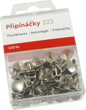 připínáčky 100ks Tempus 223 v plast.krab.