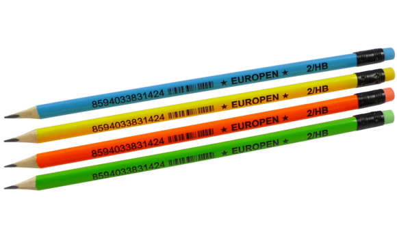 tužka Europen 2 trojhranná s gumou - neon.barvy
