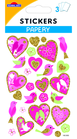 Samolepky SP 145093 Hearts and birds