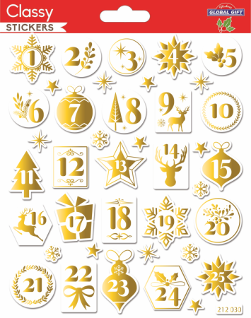 Samolepky vánoční CLS 212030 Advent Numbers Gold