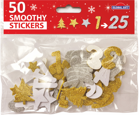 Samolepky vánoční pěnová SMS 290008 Advent Numbers Silver/Gold