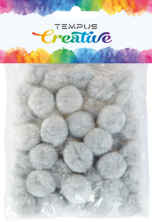 pom poms 20mm šedý 50ks