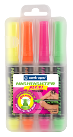 Zvýrazňovač Centropen 8542 flexi  4ks Zvýrazňovač Centropen 8542 flexi  4ks