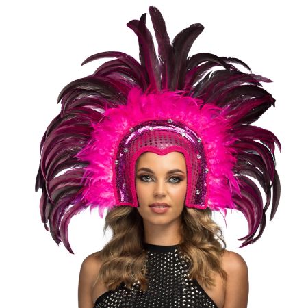 Boland Velká čelenka Samba z peří růžová
