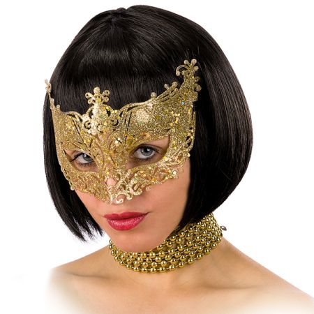 Carnival Toys Škraboška zlatá glitrová