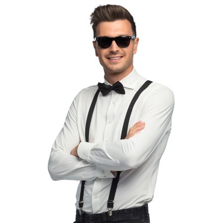 Boland Černá sada doplňků brýle kšandy motýlek