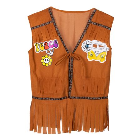 Boland Hnědá vesta hippie s třásněmi velikost M/L
