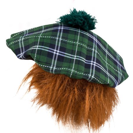Boland Skotský baret s vlasy zelený