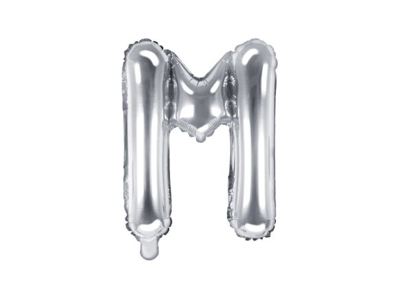 PartyDeco Foliové písmeno M stříbrné 35 cm