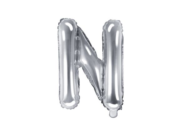 PartyDeco Foliové písmeno N stříbrné 35 cm