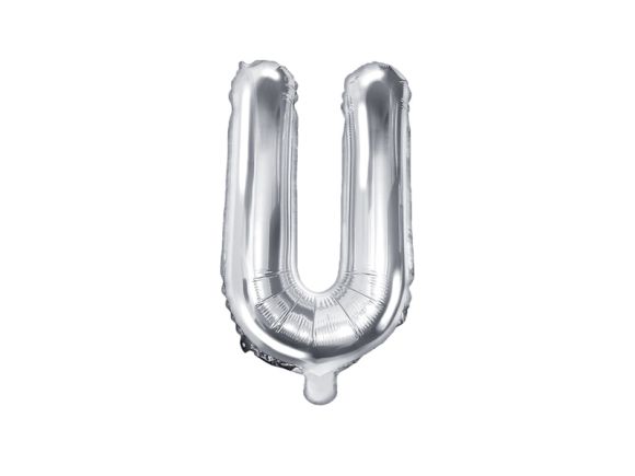 PartyDeco Foliové písmeno U stříbrné 35 cm