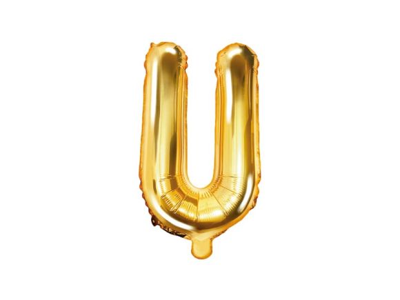 PartyDeco Foliové písmeno U zlaté 35 cm