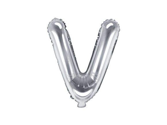PartyDeco Foliové písmeno V stříbrné 35 cm