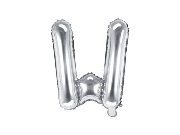 PartyDeco Foliové písmeno W stříbrné 35 cm