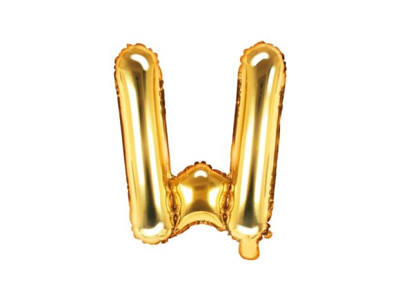 PartyDeco Foliové písmeno W zlaté 35 cm
