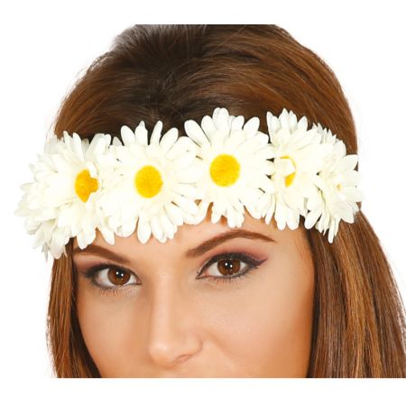 Fiestas Guirca Bílá květinová čelenka