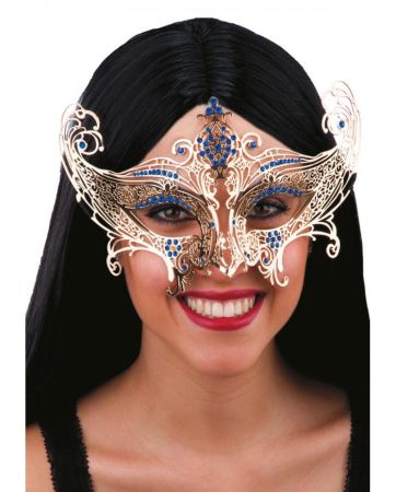 Carnival Toys Kovová škraboška s modrými kamínky