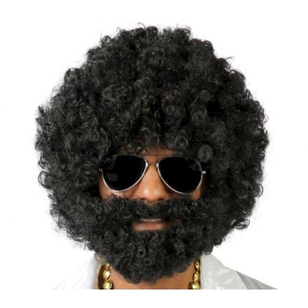 Fiestas Guirca Černá afro paruka s vousy