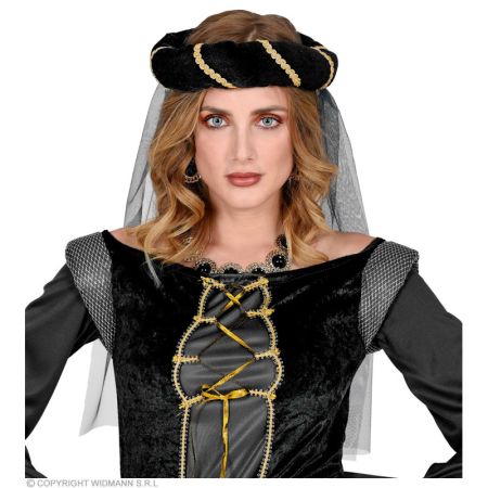 Widmann Černá středověká čelenka se závojem Widmann Černá středověká čelenka se závojem