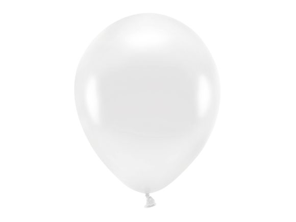 PARTYDECO Sada 10 bílých metalických balónků 30 cm
