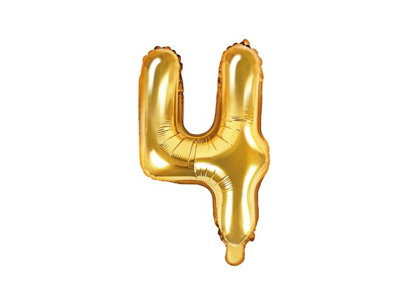 Partydeco Foliová číslice 4 - zlatá - 35cm