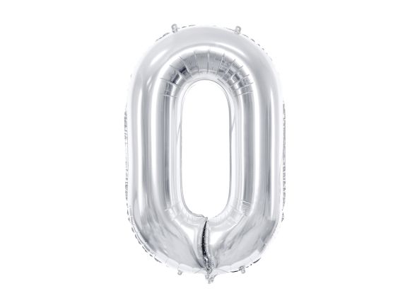 PARTYDECO Foliová číslice- 0 stříbrná -86 cm