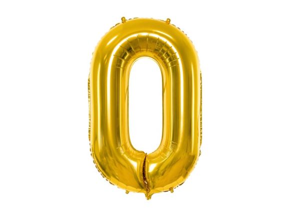 PARTYDECO Foliová číslice- 0 zlatá -86 cm