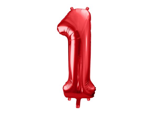 PARTYDECO Foliová číslice- 1 červená -86 cm