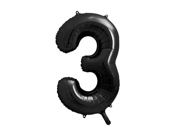 PARTYDECO Foliová číslice-3 černá -86 cm