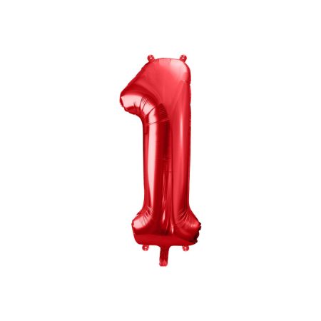 PARTYDECO Foliová číslice- 1 červená -86 cm PARTYDECO Foliová číslice- 1 červená -86 cm