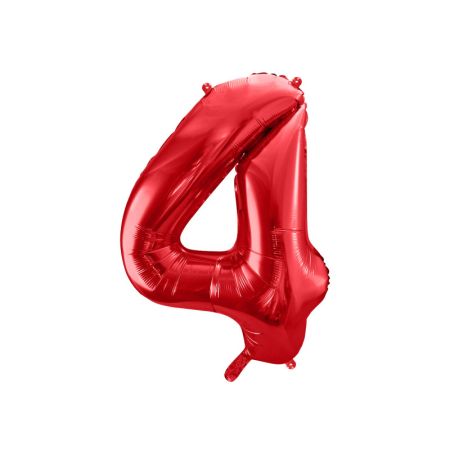 PARTYDECO Foliová číslice- 4 červená -86 cm
