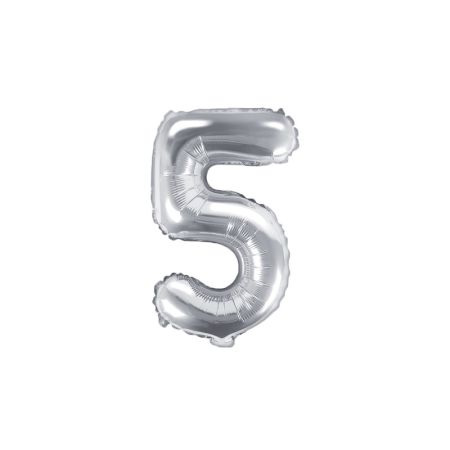 PARTYDECO Foliová číslice 5 - stříbrná - 35cm PARTYDECO Foliová číslice 5 - stříbrná - 35cm