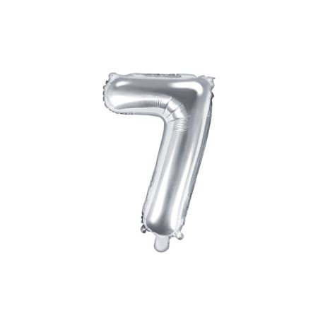 Partydeco Foliová číslice 7 - stříbrná - 35cm