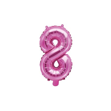 PARTYDECO Foliová číslice 8 - růžová - 35cm