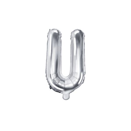 PartyDeco Foliové písmeno U stříbrné 35 cm