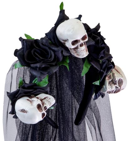 Widmann Černý halloweenský závoj s lebkami