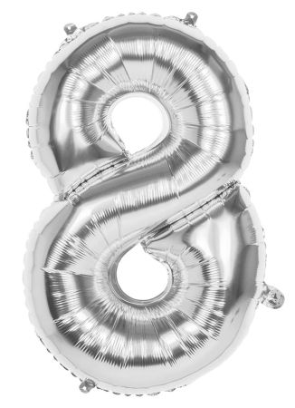 PARTYDECO Foliová číslice- 8 stříbrná -86 cm